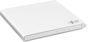 Hitachi-LG GP57EW40 Masterizzatore esterno DVD USB 2.0 portatile sottile DVD-RW CD ROM Rewriter per scrivania PC o computer portatile da scrivania Windows e Mac OS con connessione TV - Bianco